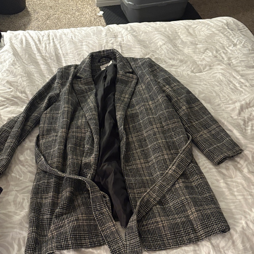 A New Day Black and White Houndstooth Coat